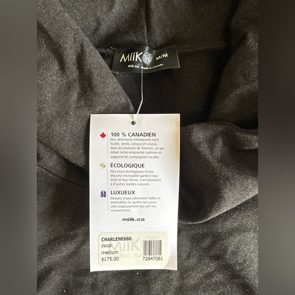 Miik NEW Size Medium Charcoal Grey Long Hoodie - Picture 2 of 3